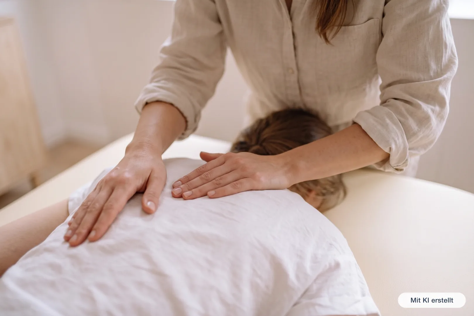 Manuelle Therapie am Rücken in der Physiotherapie-Praxis Anne Schultz (mit KI erstelltes Bild)